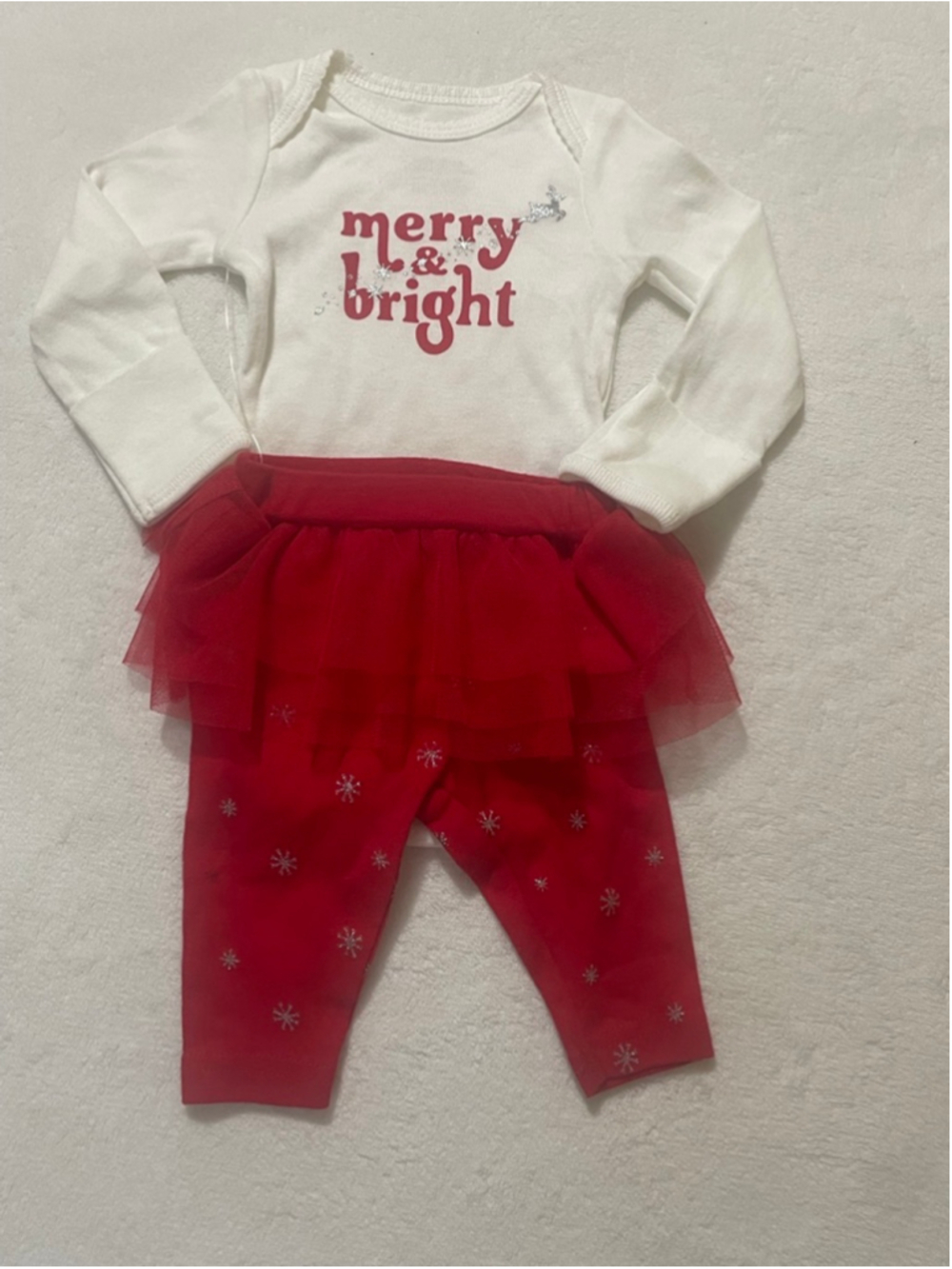 Girls Carter's Newborn Red White Christmas tutu pants Set